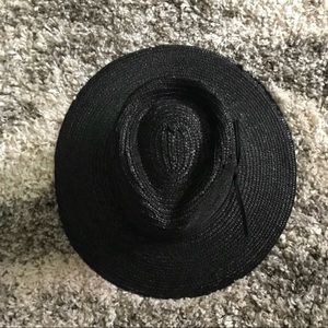 Black Braxton Wide Brim Straw Fedora